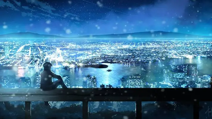 Night Scenery Anime theme for Windows 10 Slideshow image 4