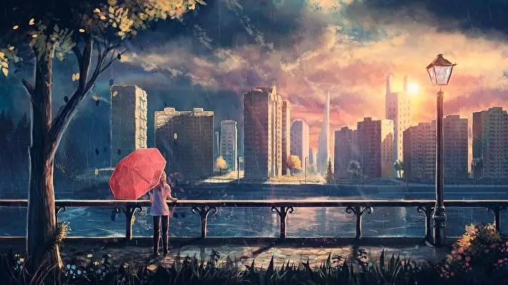 Night Scenery Anime theme for Windows 10 Slideshow image 5